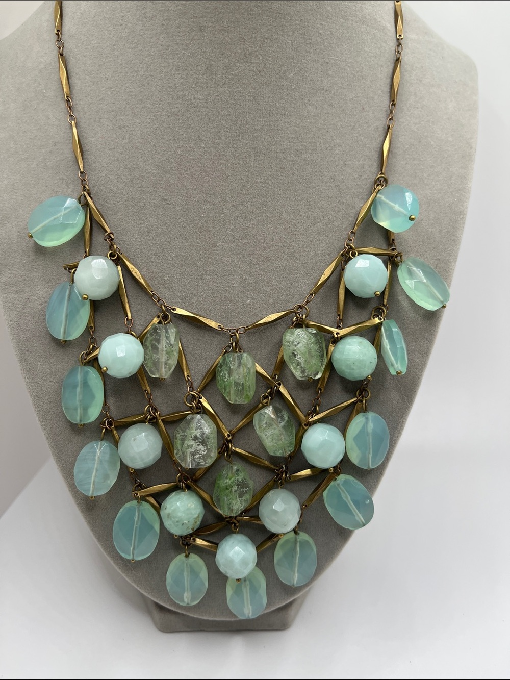 Layered Aqua Bead Bib Necklace